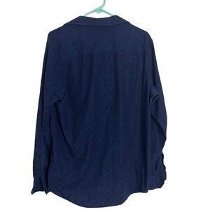 Tasso Elba Navy Blue Long Sleeve Floral Button Up Shirt Size‎ Medium